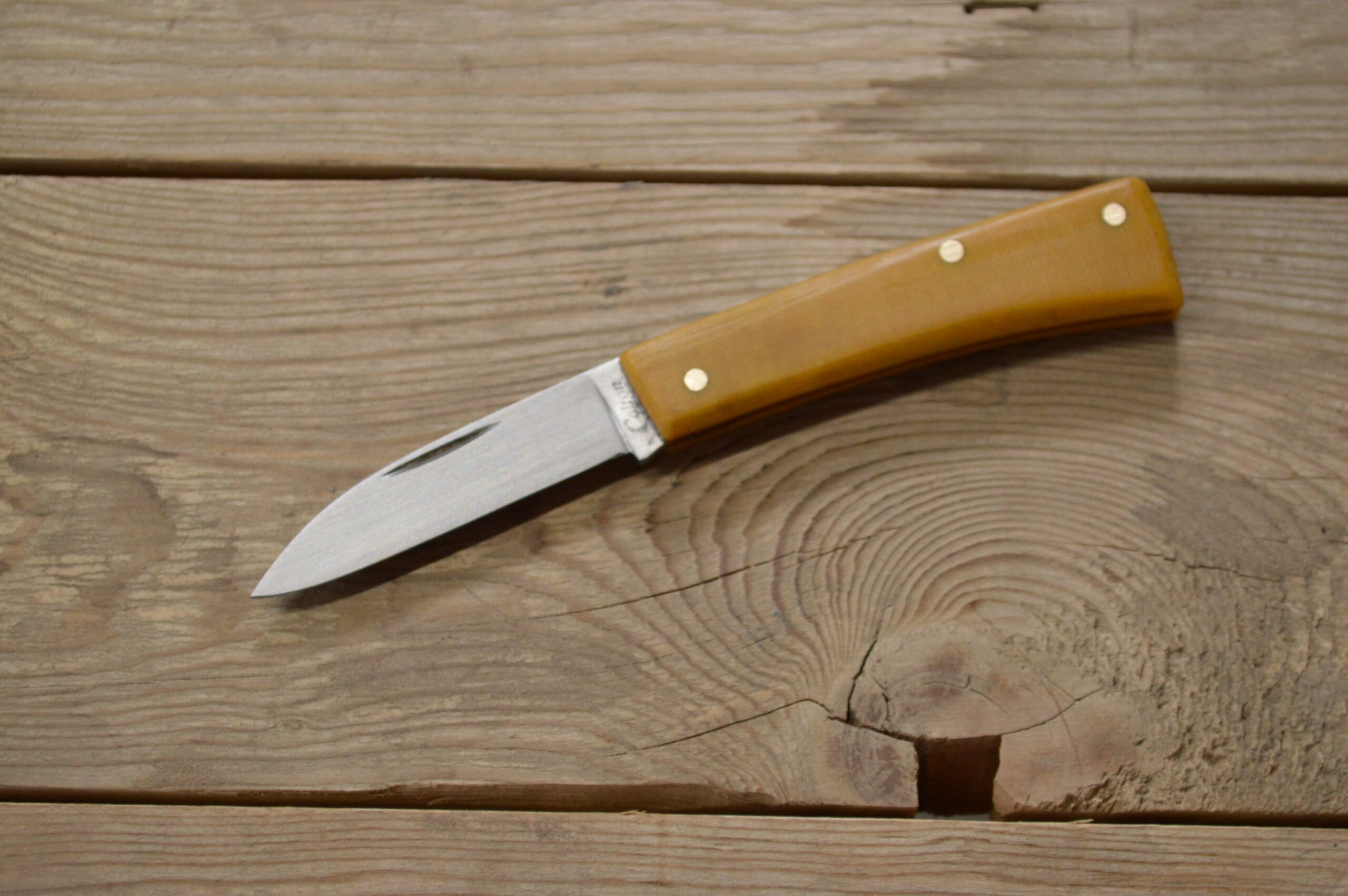 1095 3" Scagel Style Slipjoint In Natural Linen Micarta - Calton Cutlery